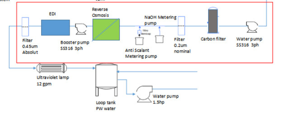 Durchlauf 500LPH eins RO- und EDI-System für PW-Wasser